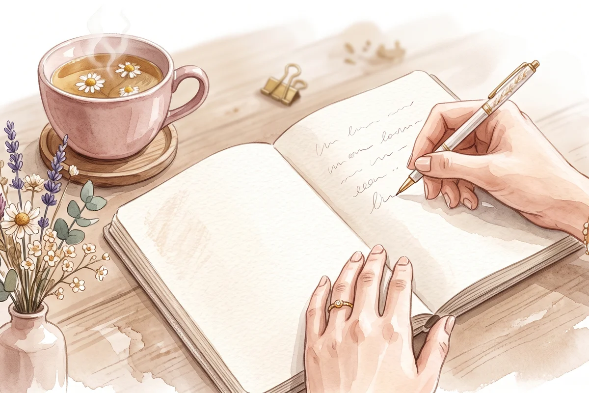 紙とペンで新月の願い事を書くイメージ